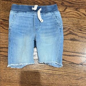 Blue Denim Shorts with Drawstring